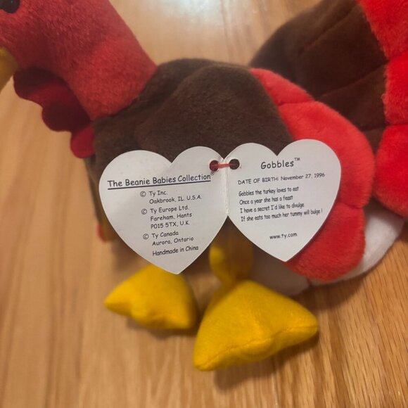 GOBBLES THE TURKEY TY BEANIE BABY 1996 RARE MINT CONDITION TAG ATTACHED - Picture 4 of 4
